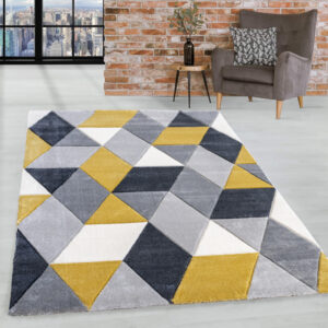 Modern szőnyeg Charlotte 8797 (Yellow-Gray) 80x250cm Sárga-Szürke