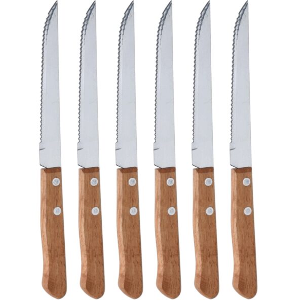 6 db-os rozsdamentes acél steak késkészlet fa markolattal