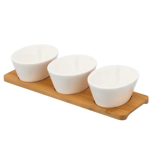 Altom Regular porcelán mártogatós készlet bambusz tálcán 150 ml