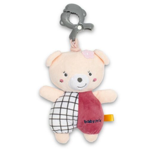 Baby Mix Maci gyerek zenélő plüss játék csipesszelrózsaszín