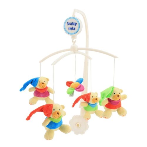 Baby Mix körhinta a kiságy felett mackók sapkával