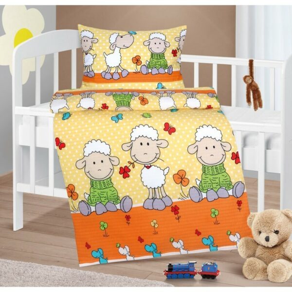 Bellatex Baby krepp ágynemű Agata Sheep sárga 90 x 135 cm