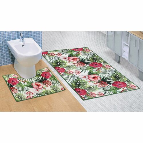 Bellatex Hibiszkusz 3D fürdőszobai szőnyeg szett