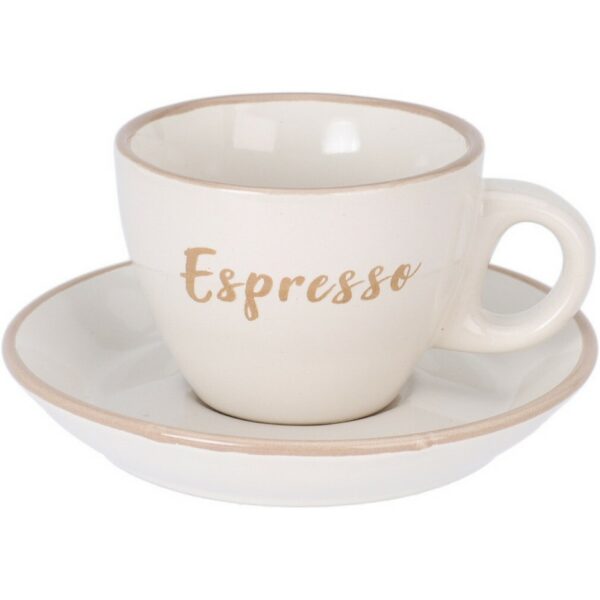 Espresso kőagyag csésze csészealjjal