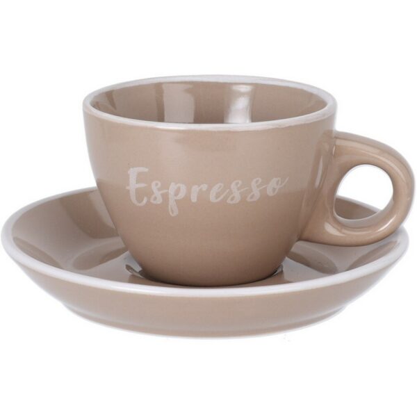 Espresso kőagyag csésze csészealjjal