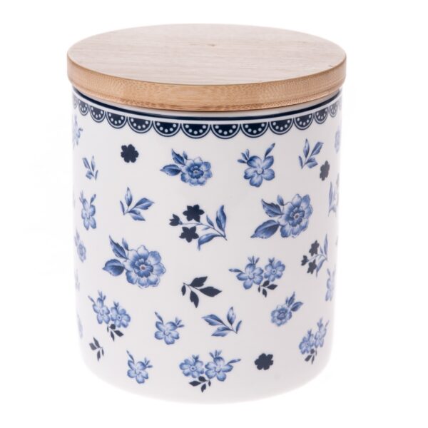 Floral porcelán tároló bambusz fedéllel
