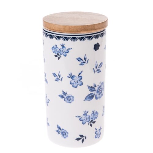 Floral porcelán tároló bambuszfedéllel