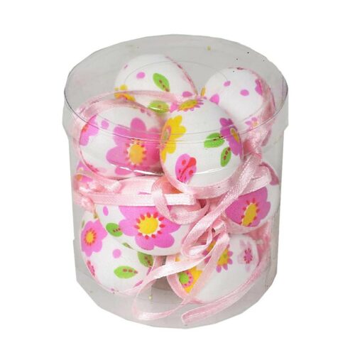 Húsvéti tojáskészlet rózsaszín virágmintás h. 4cm