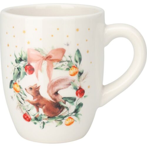 Mókus koszorú karácsonyi porcelán bögre