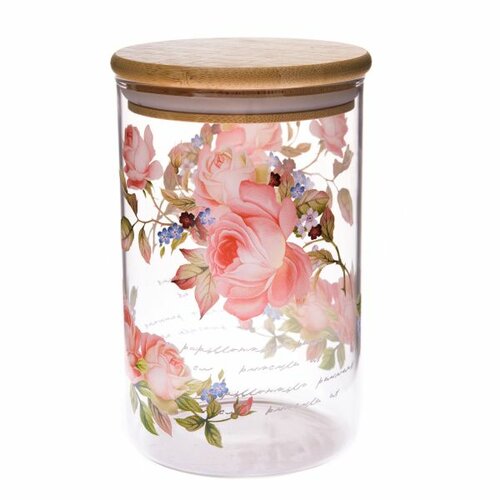 Rose üvegedény bambuszfedéllel
