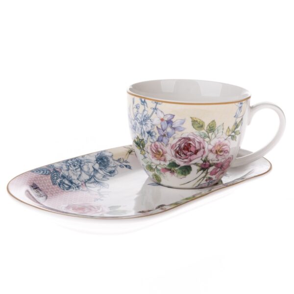 Roses porcelán bögre tálcával