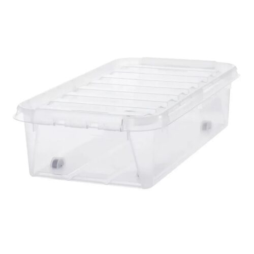 SmartStore Classic tárolódoboz fehér klipszekkel és  kerekekkel