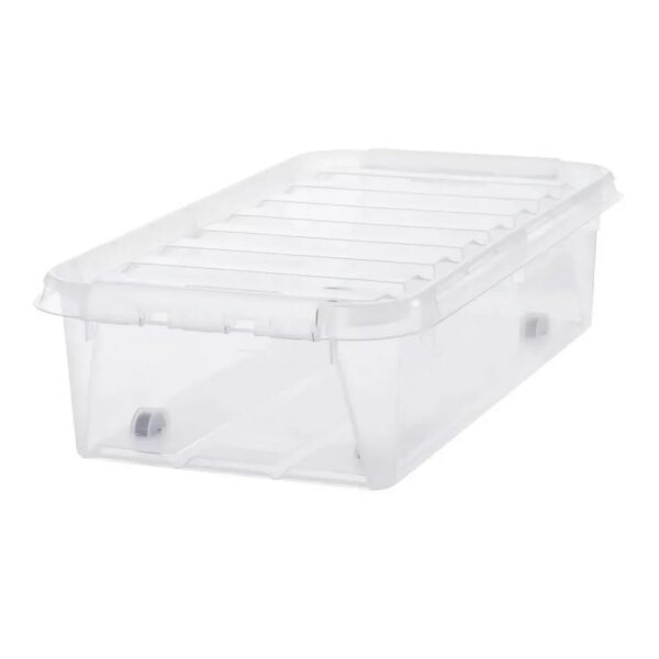 SmartStore Classic tárolódoboz fehér klipszekkel és  kerekekkel