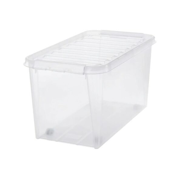 SmartStore tárolódoboz fehér klipszekkel éskerekekkel Classic