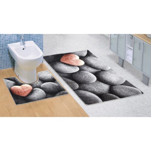 Sötét kövek 3D fürdőszobaszőnyeg