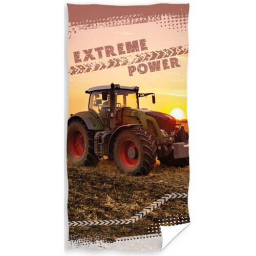 Traktor a mezőn frottír törölköző