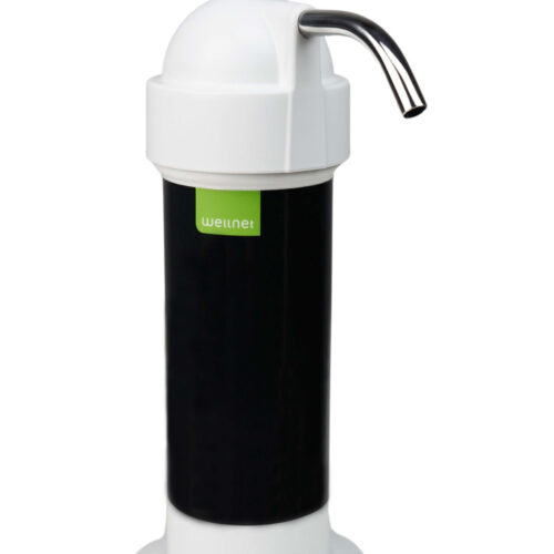 W25 CT BASIC-Fekete csapra szerelhető aktív szénszűrős szépséghibás víztisztító , 7 500 liter kapacitású, 1-4 fős háztartásoknak