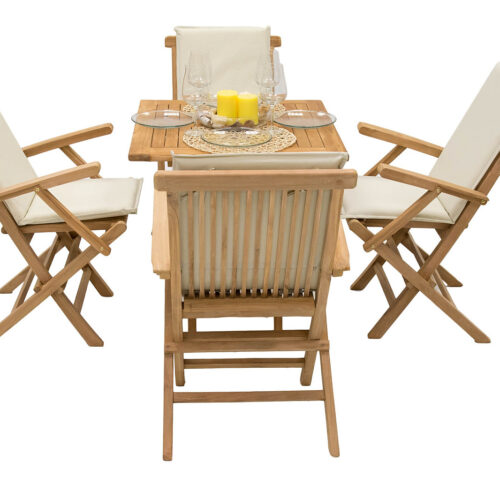 Teak kerti garnitúra ELEFÁNTCSONT erkély II. 1 + 4 (SZABAD párnák)