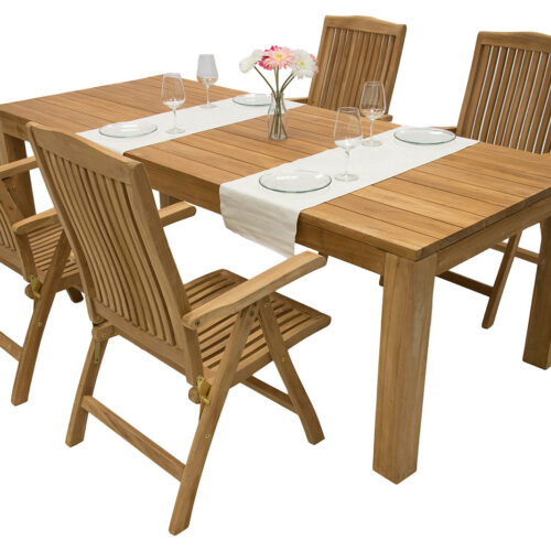 Teak kerti garnitúra MONTE LAGUNA 200 6x kerti állítható szék LAGUNA