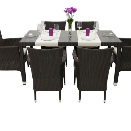 Kerti rattan meghatározott MODENA II. 1 + 6 (barna)