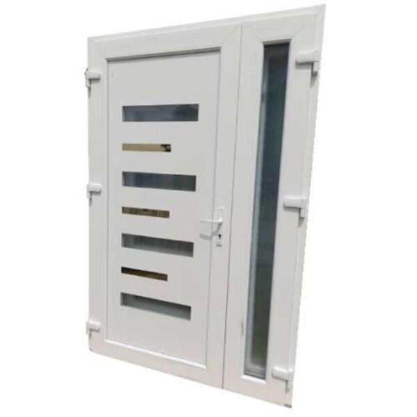 Alex -2- Műanyag bejárati ajtó / 138x208 / FEHÉR / NYITHATÓ OLDALLAL -