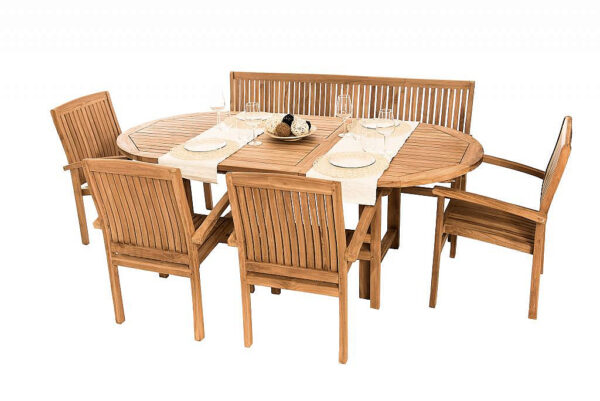 Teak kerti elrendezés OREGON 1 + 4 + 1 Teak kerti elrendezés OREGON 1 + 4 + 1