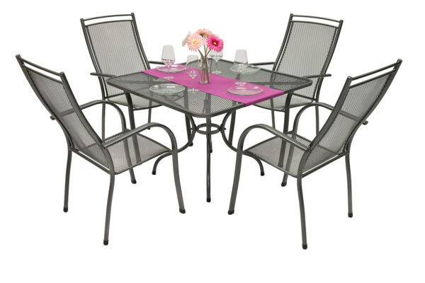 Kerti fém szerelvény PALMA IV. 1 + 4 Asztal 105 x 105 cm (u505)