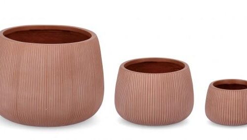 TERRA III kerek rózsaszín 3 részes kültéri virágcserép szett