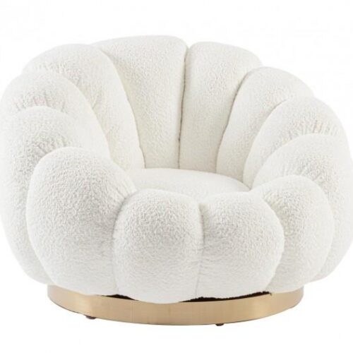 FLOREL Fehér Bouclé szövet Fotel