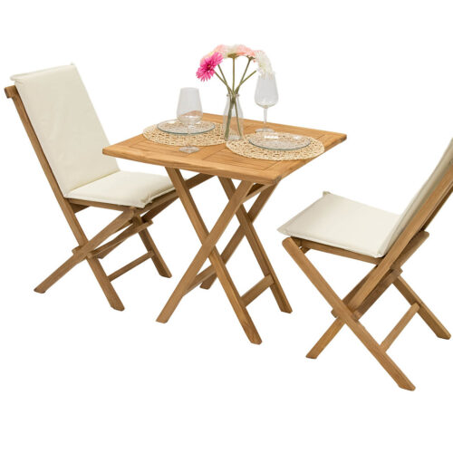 Teak kerti garnitúra FOXI erkély II. 1 + 2 (SZABAD párnák)