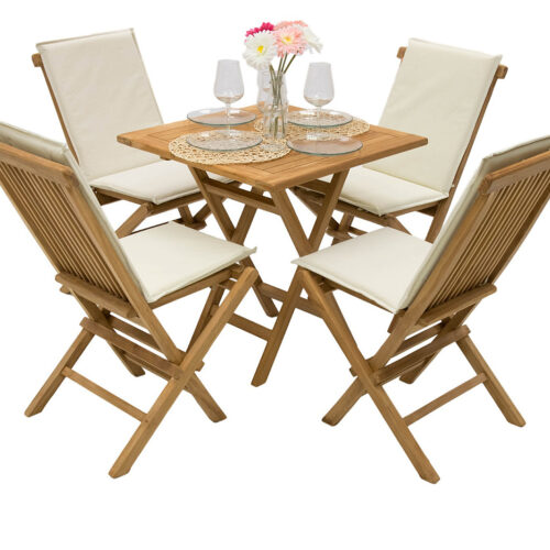 Teak kerti garnitúra FOXI erkély II. 1 + 4 (SZABAD párnák)