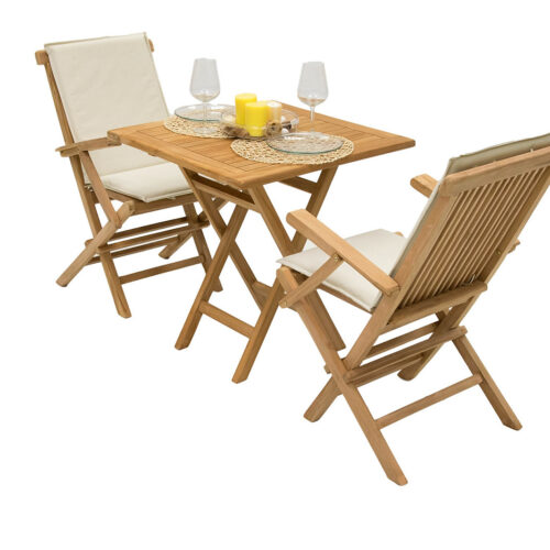 Teak kerti garnitúra ELEFÁNTCSONT erkély II. 1 + 2 (SZABAD párnák)