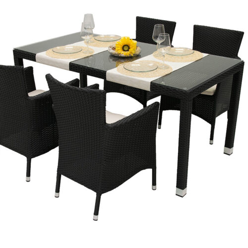 Kerti rattan meghatározott MODENA II. 1 + 4 (fekete)