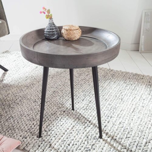 PURE NATURE szürke akácfa lerakóasztal 45x45x53