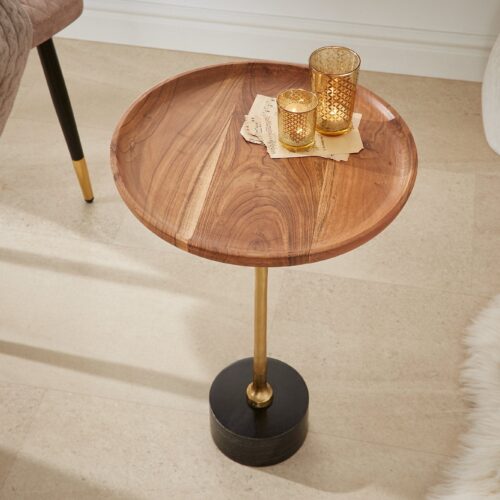 TRAYFUL barna és arany akácfa lerakóasztal