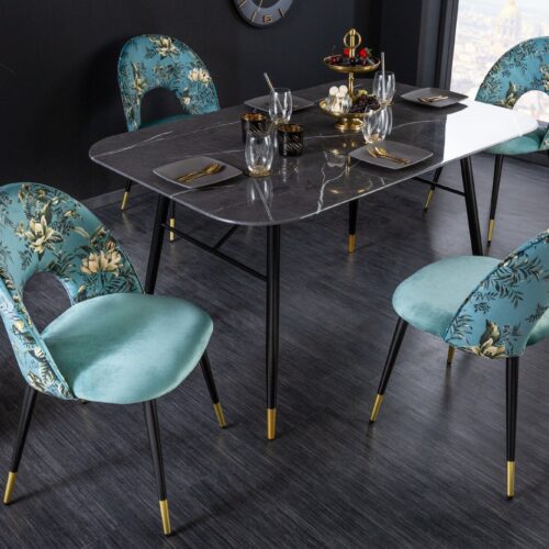 BOUTIQUE türkiz bársony étkezőszék