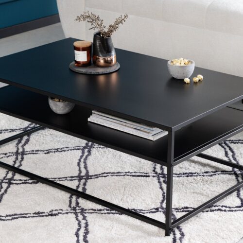 DURA fekete acél dohányzóasztal 100 cm