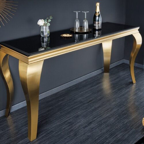 MODERN BAROCK fekete üveg konzolasztal