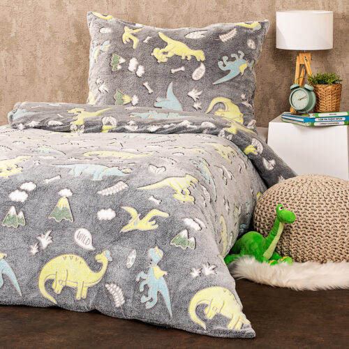4Home Dino világító mikroflanel ágyneműhuzat