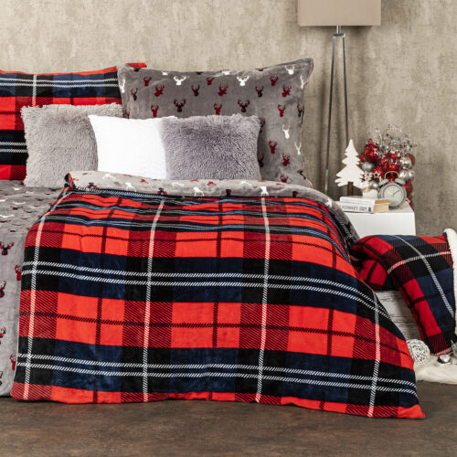 4Home Kocka mikroflanel ágyneműhuzat piros