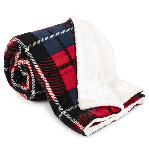 4Home Kocka piros gyapjú hatású pléd