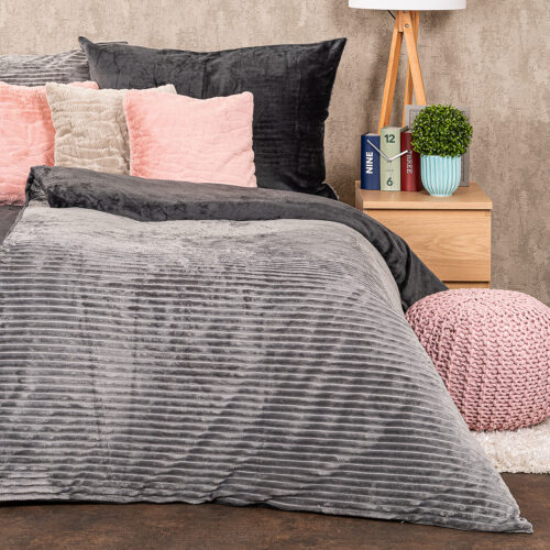 4Home mikroflanel Stripe ágyneműhuzat szürke