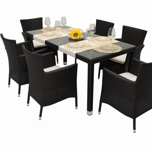 Kerti rattan meghatározott MODENA II. 1 + 6 (fekete)