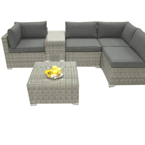 Rattan változó készlet SEVILLA 4 fő részére (szürke)