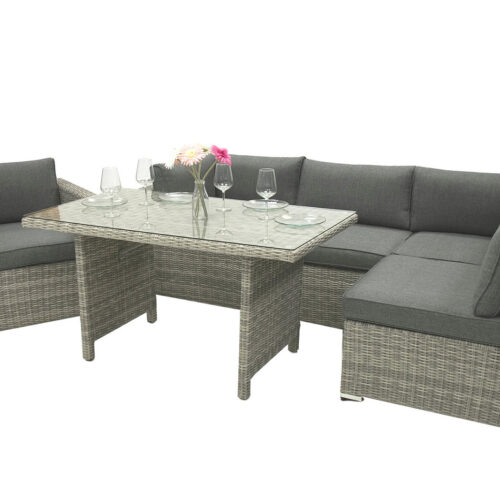 Rattan változó étkezőkészlet SEVILLA 5 fő részére (szürke)