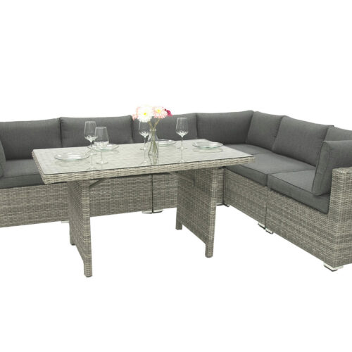Rattan változó étkezőkészlet SEVILLA 6 fő részére (szürke)