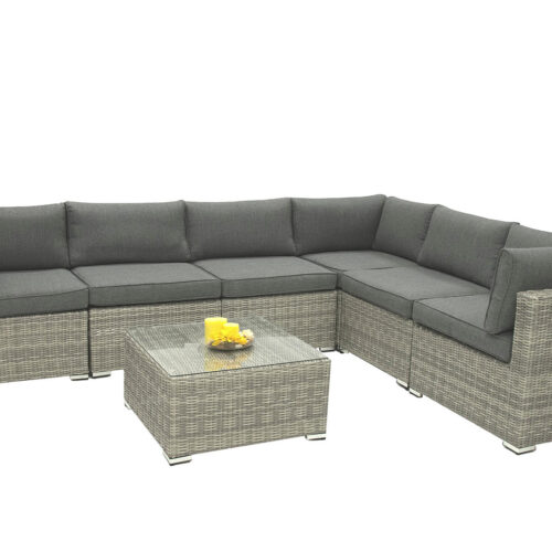 Rattan változó készlet SEVILLA 6 fő számára (szürke)