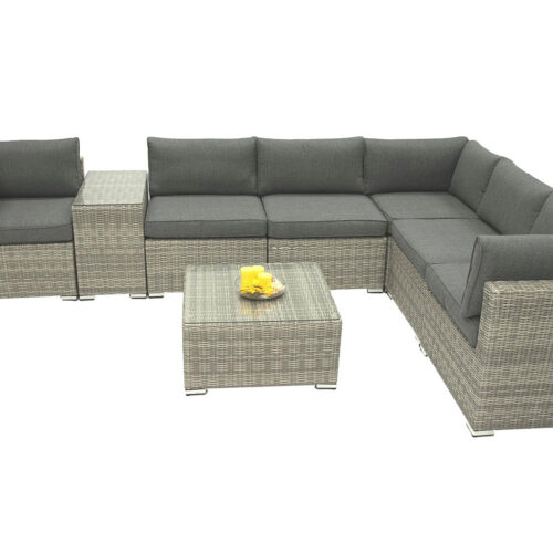 Rattan változó készlet SEVILLA 6 fő számára (szürke)