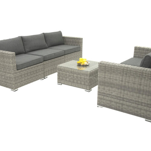 Rattan változó készlet SEVILLA 5 fő számára (szürke)