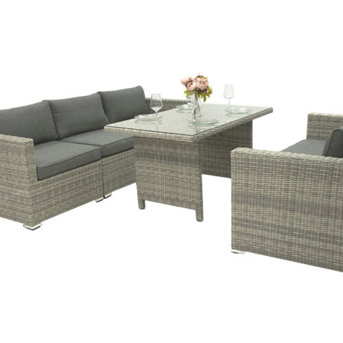 Rattan változó étkezőkészlet SEVILLA 5 fő részére (szürke)